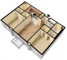 2 bedroom / 2 bath floor plan
